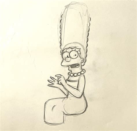 Los Simpson Marge Dibujo De Animación Original Obra única De Matt