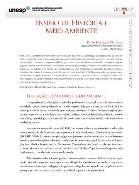 PDF Ensino de História e Meio Ambiente acervodigital unesp br