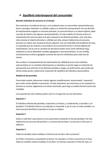 Modulo Equilibrio Intertemporal Del Consumidor Decisi N Individual