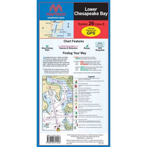 Maptech Folding Waterproof Chart Lower Chesapeake Bay Wpc