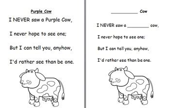 Purple Cow Poem by MsConduah | TPT