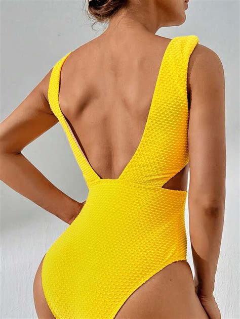 Shein Swim Chicsea Cut Out Waist Twist Front One Piece Swimsuit Shein Usa