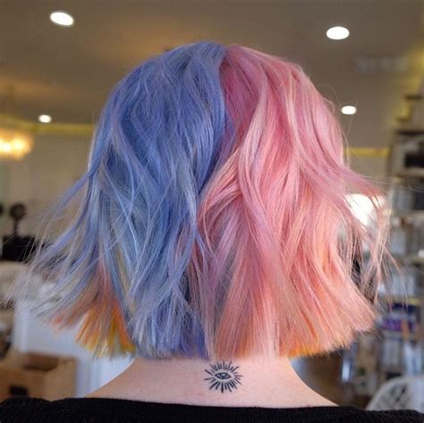 Periwinkle Split Dyed Hair Hair Color Pastel Two Color Hair