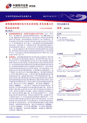 2022中国银河 有色金属行业9月行业动态报告美联储超预期加息引发全球动荡有色金属大宗商品波动加剧08 有色金属 2022年10月 2MB