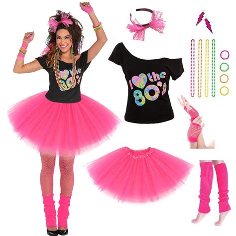 80s Costumes For Women T Shirt Tutu Skirt Accessories For 80s Themed Halloween 80s Costume