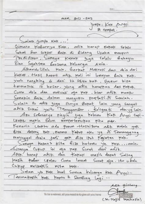 5 Contoh Surat Cinta Orang Tua Adik Sahabat Kekasih