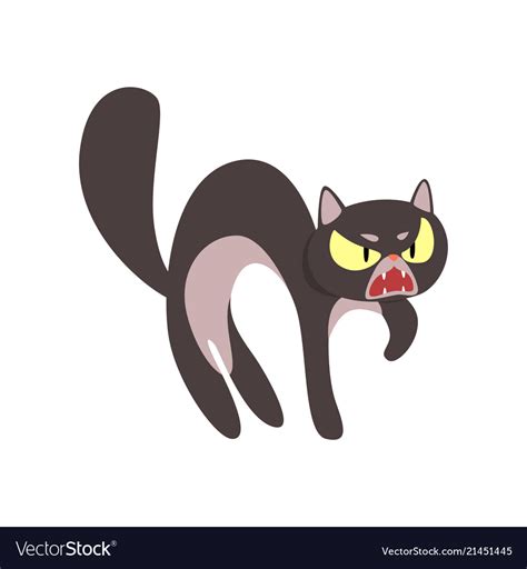 Angry black cat cartoon character Royalty Free Vector Image