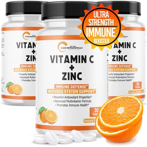 Vitamin C Zinc Immune Support Tablets For Adults Kids Infused W 25