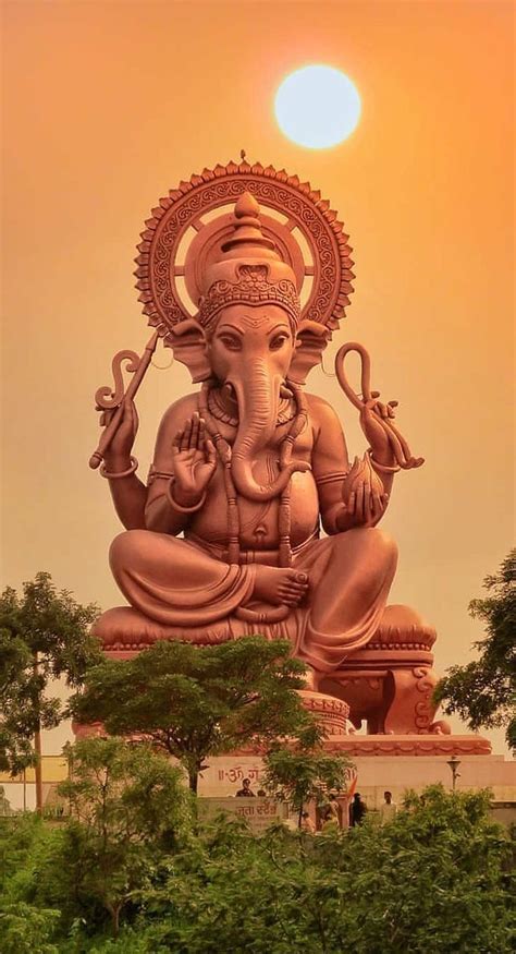 Lord Ganesha Statue Sunset Mobile Wallpaper Indian God Lord Ganesha