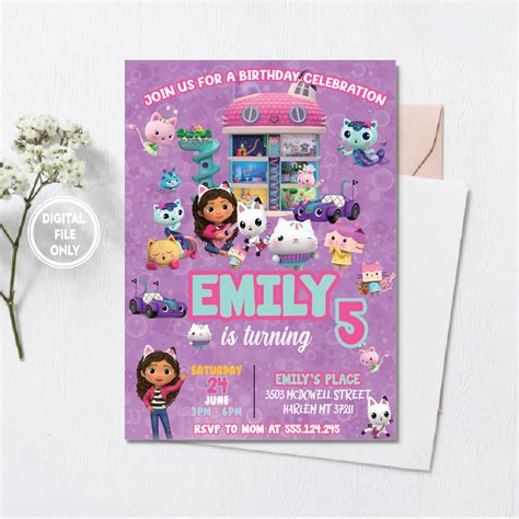 Personalized File Gabbys Dollhouse Birthday Invitation Edi Inspire