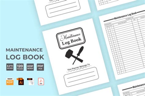 Maintenance Log Book KDP Interior Vector Graphic By Iftikharalam