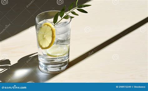 Refreshing Glass Of Lemonade With Detailed Foliage Design Stock