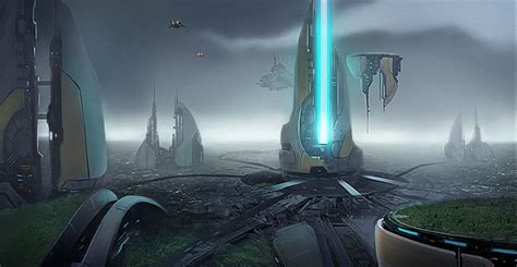 Futuristic city matte painting by John MC Cambridge