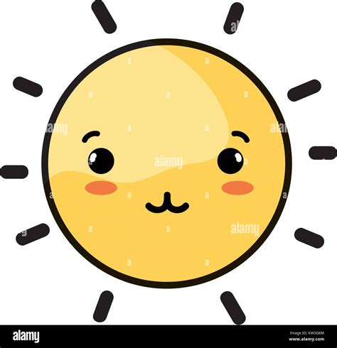 Tender And Cute Sun Kawaii Weather Vector Illustration Stock Vector Image And Art Alamy