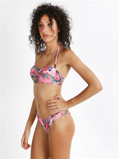 Bellissima Costume Bikini Floreale Con Fascia E Slip Coppa B In