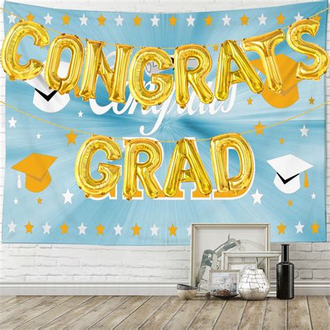 Congrats Grad Banner With Grad Balloons Graduation Banner Graduation