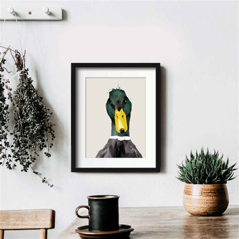 Quirky Duck Wall Art Prints Framed Farmhouse Kitchen Animal Etsy