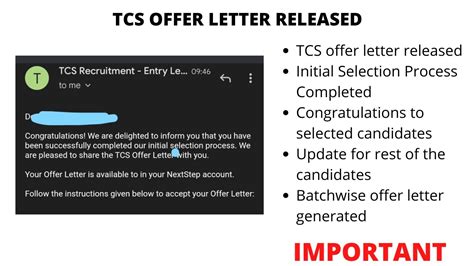 Tcs Offer Letter Released In Mail Nextstep Tcs Off Campus Hiring