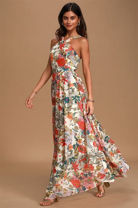 Lilja Cream Floral Print Maxi Dress Printed Maxi Dress Maxi Dress