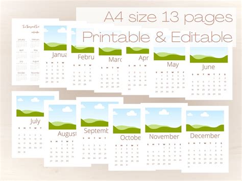 2023 Editable Photo Calendar, 2023 Printable Calendar Digital, DIY ...