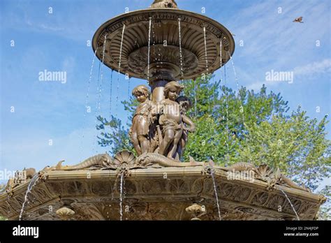 Boston Downtown Brewer Fountain In Boston Common Depicts Roman And