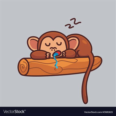 Cute monkey sleeping nap on tree isolated cartoon Vector Image