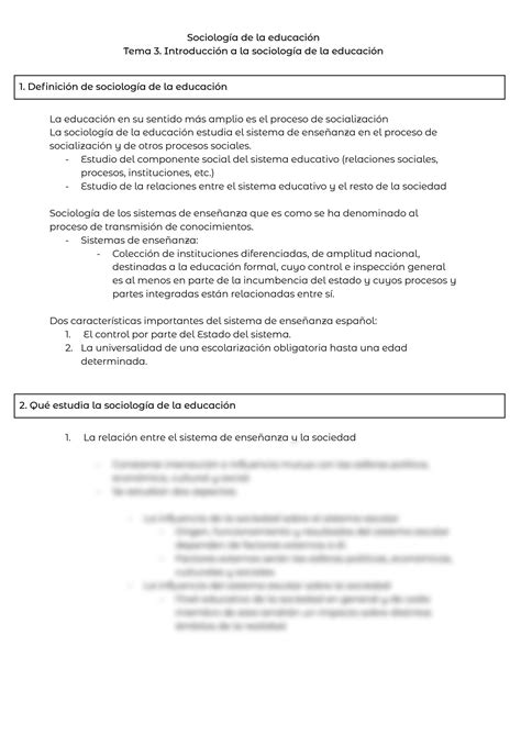 Solution Tema Introducci N A La Sociolog A De La Eduaci N Apuntes