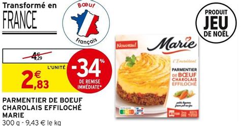 Promo Marie parmentier de boeuf charolais effiloché chez Intermarché