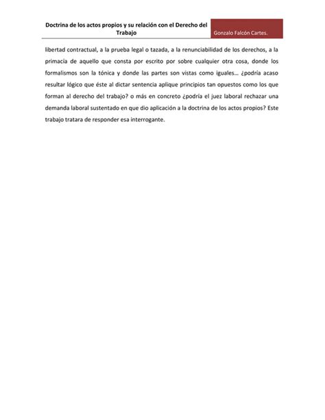 La Doctrina De Los Actos Propios En El Derecho Laboral Pdf