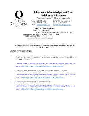 Fillable Online Addendum Acknowledgement Form Solicitation Addendum Fax