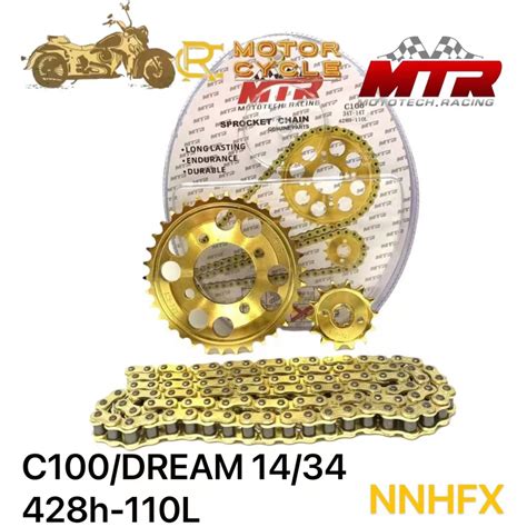 Chain Sprocket Set Gold Mtr For Raider Wave Xrm Lc