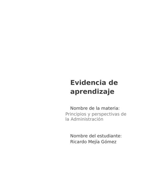 Principios y perspectivas de la administración S2 EA P Evidencia de