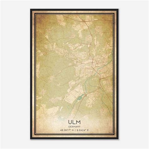 Vintage Ulm Germany Map Poster, Ulm City Road Wall Art Print - Custom