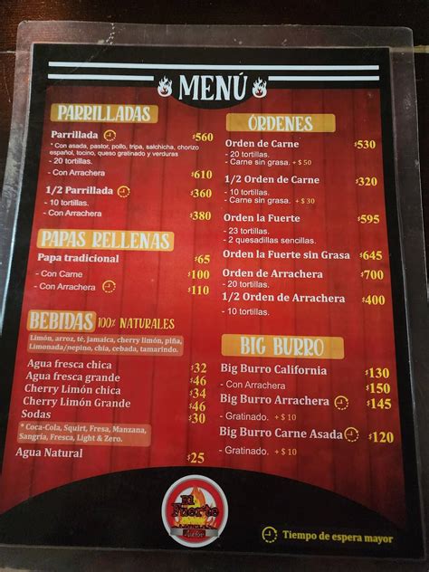 Carta Del Restaurante Asadero El Fuerte Mexicali Av San Pedro