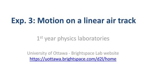 Exp 3 Motion On A Linear Air Track Ppt Download