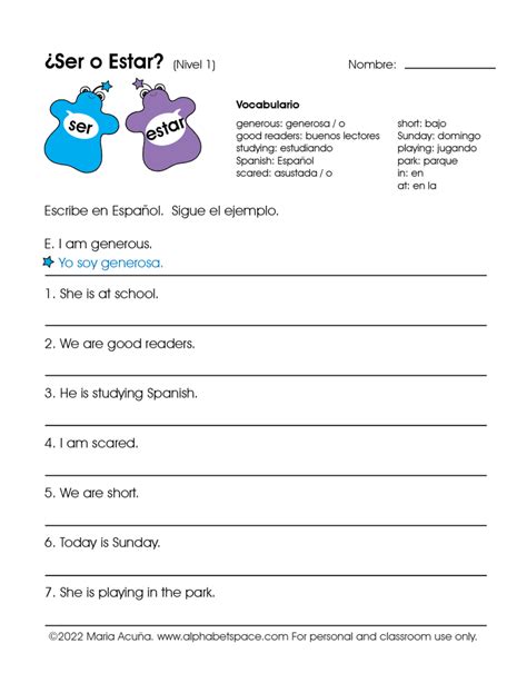 Quiz And Worksheet Ser Vs Estar In Spanish Worksheets Library