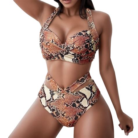 Print Two Piece Push Up Bikini Sets High Waist Tops Shorts Ruched Wrap