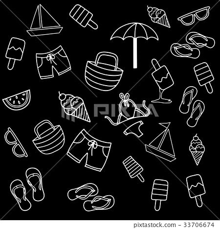 Summer Beach Hand Drawn Vector Symbols And Objects