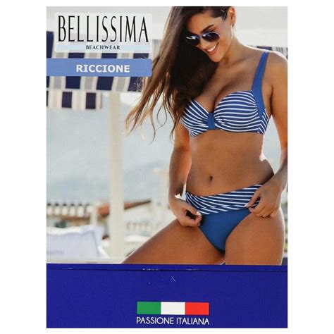 Bellissima Bikini Curvy Line A Fantasia Rigata Coppa D Bikini Donna Blu