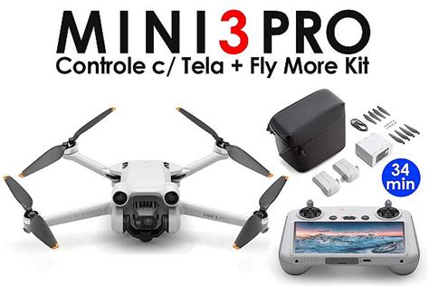 Drone DJI Mini 3 Pro Controle Tela Fly More Kit Versão