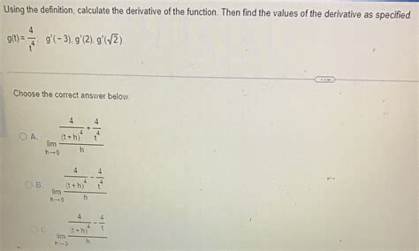 Solved Using The Definition Calculate The Derivative Of The Chegg