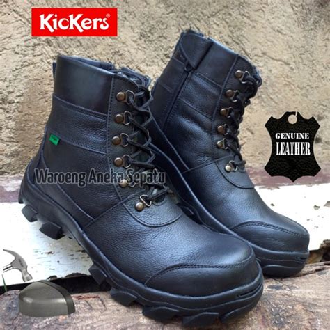 Jual Sepatu Boots Safety Kickers King Resleting Kulit Asli Ujung Besi