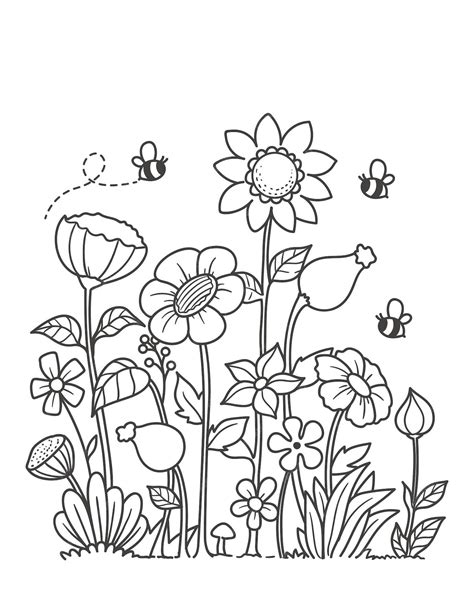 Premium Vector Hand Drawn Coloring Garden Flowers In 2024 Doodle