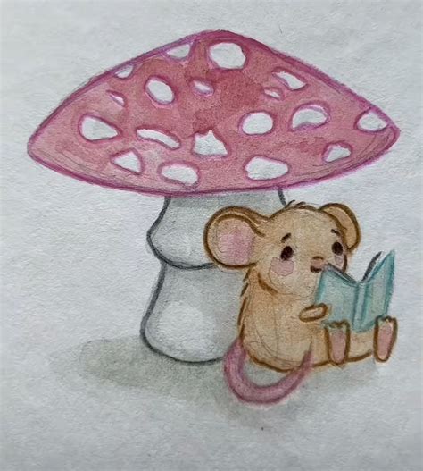 reading   mushroom   cute  drawings cute