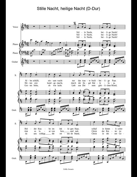 Silent Night German Stille Nacht In D Dur Sheet Music Download Free In