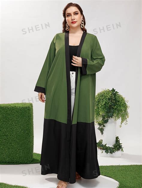 Shein Najma Plus Color Block Belted Abaya Shein Usa