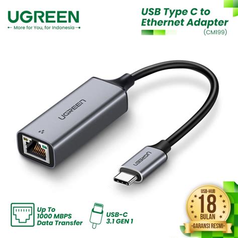 Ugreen Gigabit Tipo C A Lan Ethernet Rj45 Adaptador De Red De 1000mbps