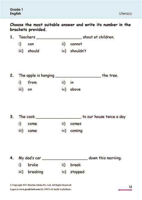 English Language Worksheets Class 10 Icse