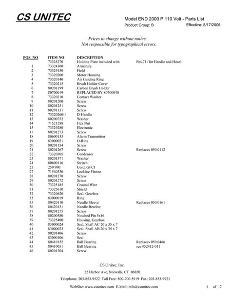 CS Unitec Electric Core Drill Schematics END 2000 P PDF