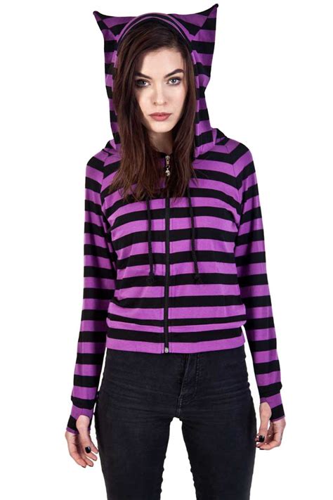 Buy Cat Ears Striped Hoodie From Banned At Shock!